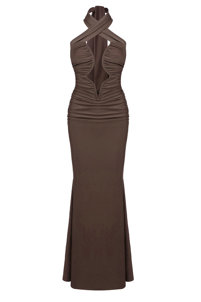 Halter Cross Neck Cut Out Gown