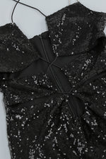 Halter Cutout Sequin Dress In Black