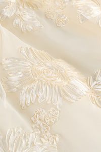 Halter Floral-embroidered Midi Dress in Beige