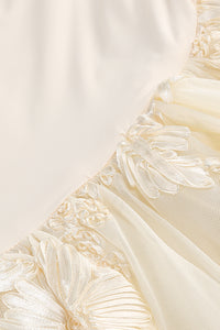 Halter Floral-embroidered Midi Dress in Beige
