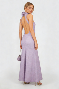 Halter Floral Backless Maxi Dress