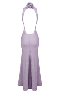 Halter Floral Backless Maxi Dress