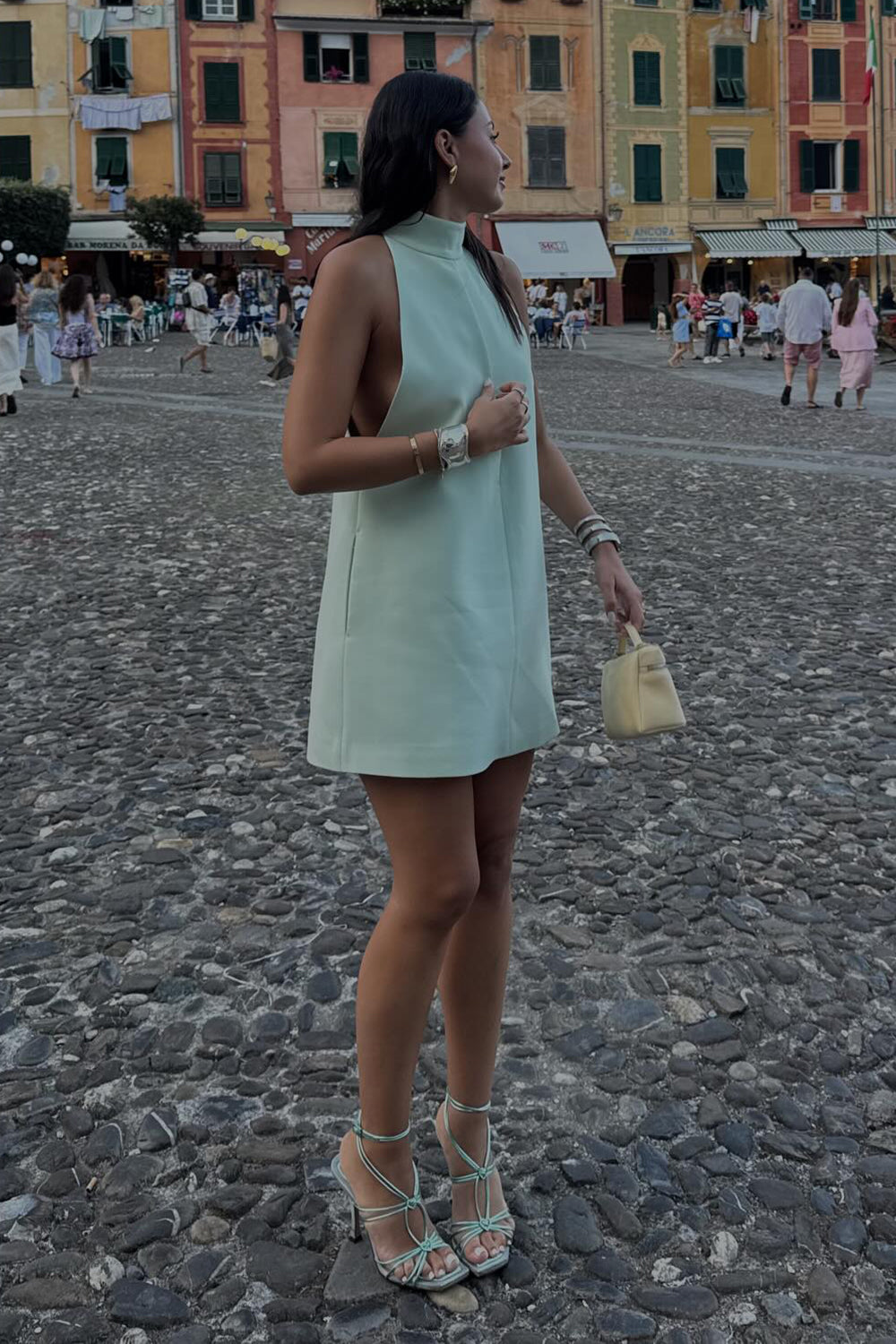 Halter Hollow Out Mini Dress