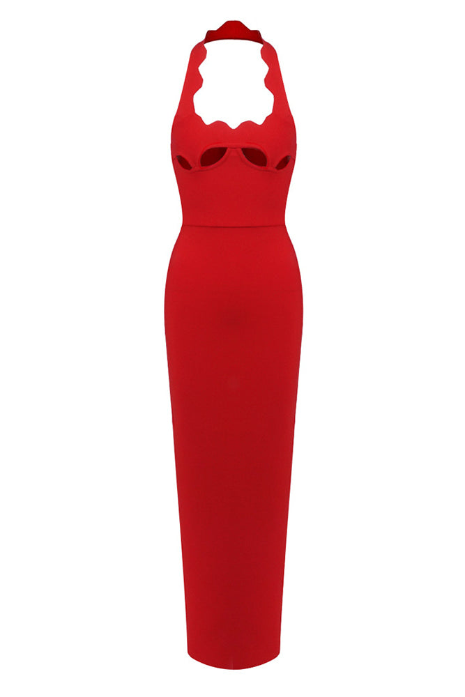 Halter Hollow Out Maxi Bandage Dress CHICIDA Halter Hollow Out Maxi Bandage Dress CHICIDA