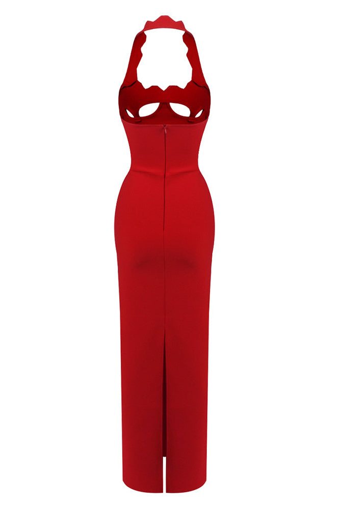 Halter Hollow Out Maxi Bandage Dress – CHICIDA