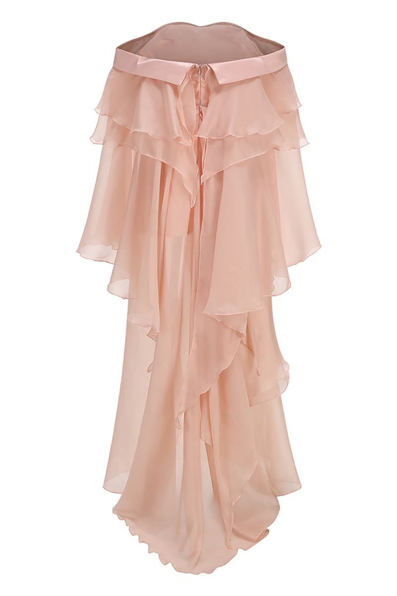 Halter Hour Floral Chiffon Maxi Dress in Nude