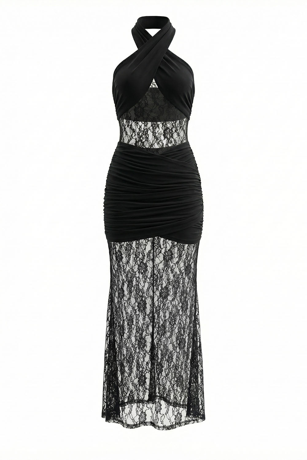 Halter Neck Lace Maxi Dress