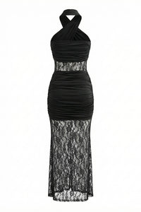 Halter Neck Lace Maxi Dress