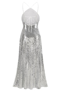 Halter Neck Sequin Maxi Dress