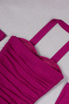 Halter Neck Strapless Crystal Midi Dress In Purple