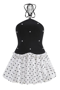 Halter Pearl Polka Dots A-line Dress