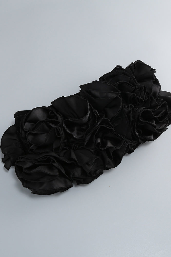 Halter Rose Floral Corset Dress in Black Red