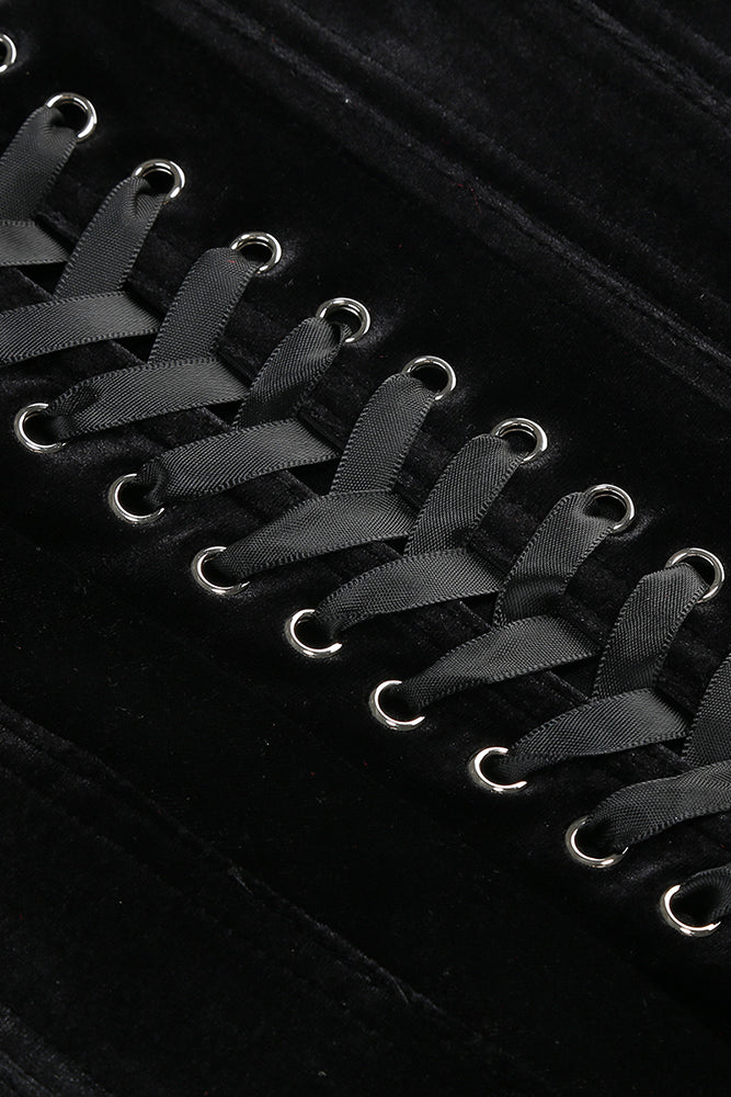 Halter Rose Floral Corset Dress in Black Red