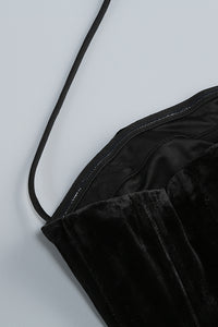 Halter Rose Floral Corset Dress in Black Red