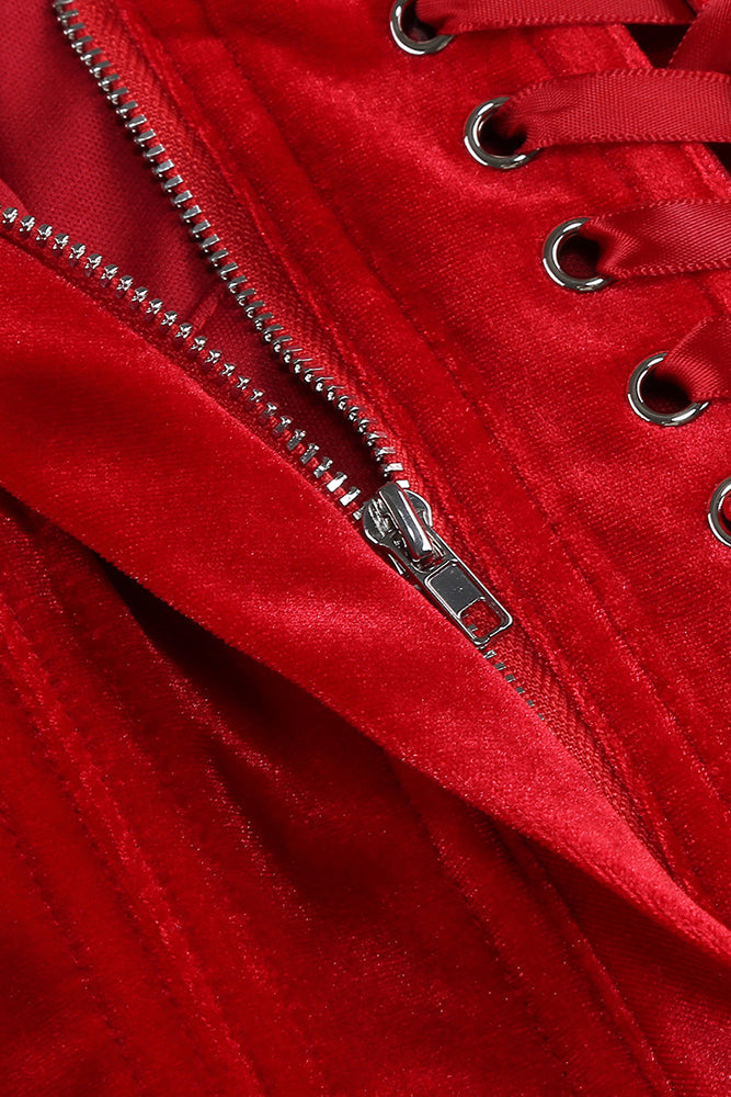 Halter Rose Floral Corset Dress in Black Red