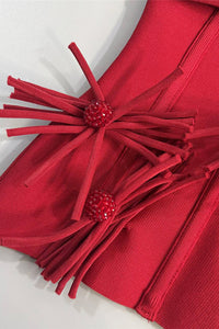 Halter Rose Floral Corset Dress in Red