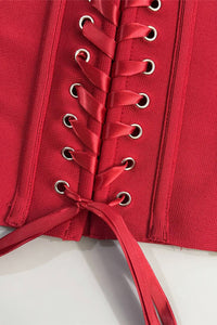 Halter Rose Floral Corset Dress in Red