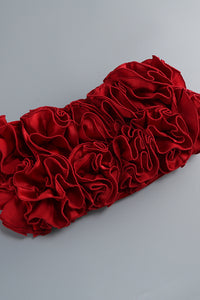 Halter Rose Floral Corset Dress in Black Red