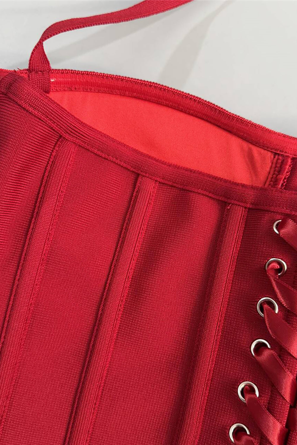 Halter Rose Floral Corset Dress in Red