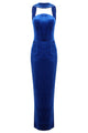 Halter Sash Velvet Gown