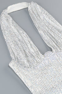 Halter Sequin Embellished Maxi Dress in White