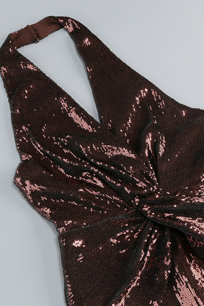 Halter Sequin Flared Jumpsuit