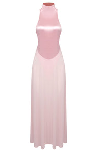 Halter Sheer Flared Maxi Dress