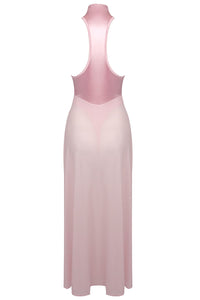 Halter Sheer Flared Maxi Dress