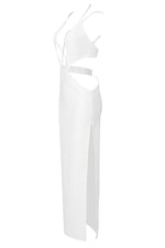 Halter V-neck Backless Crystal Hollow Bandage Dress