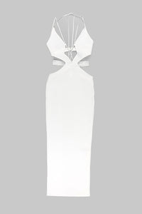Halter V-neck Backless Crystal Hollow Bandage Dress