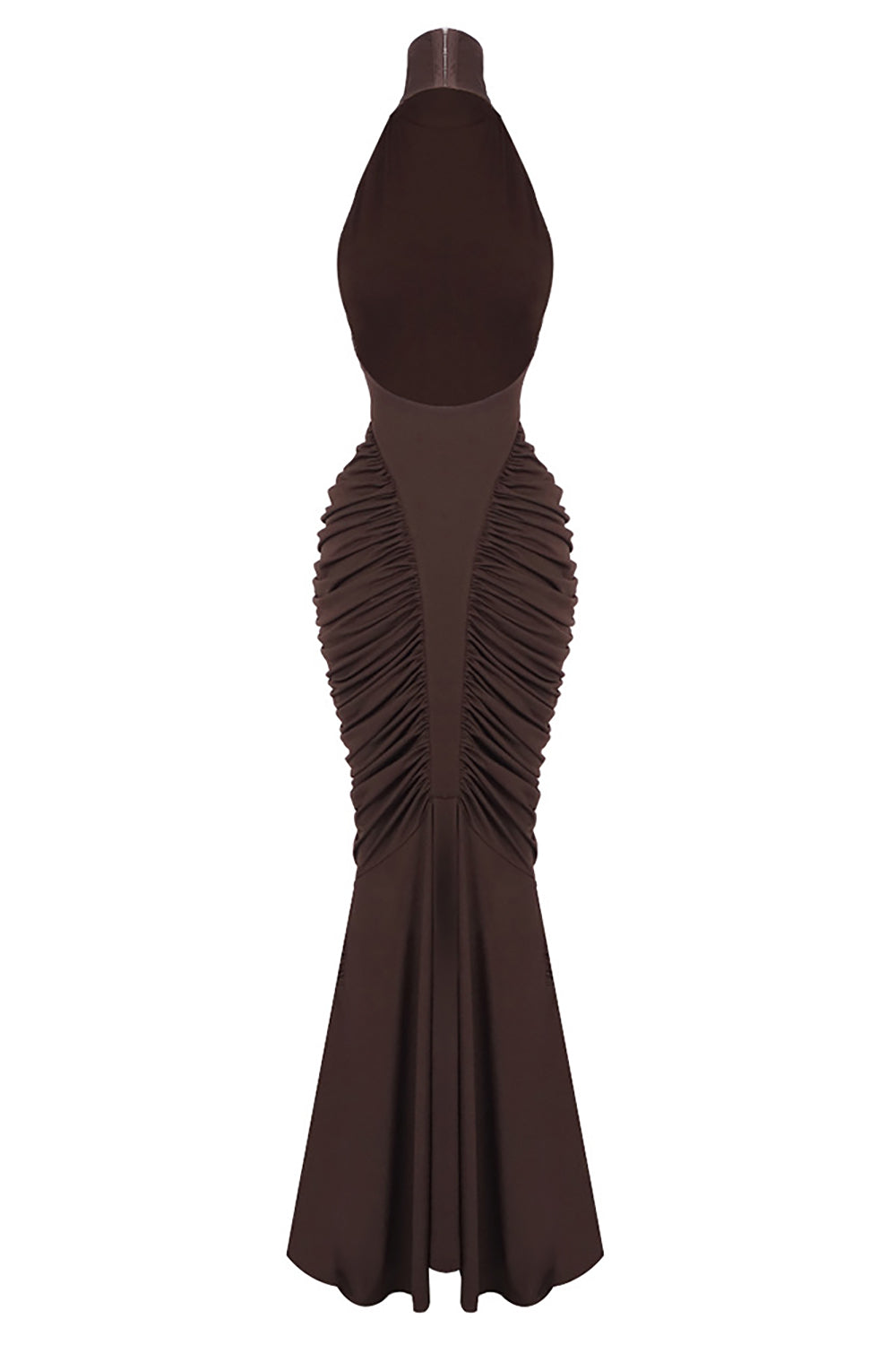 Halter Backless Gathered Dress in Bronze