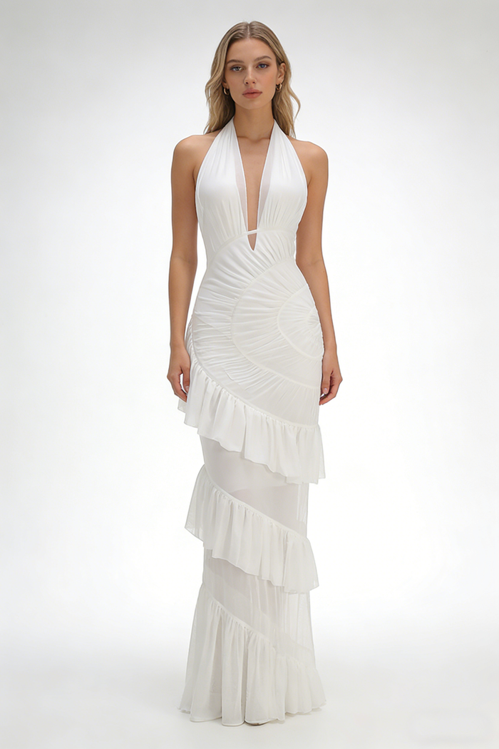 Halter Backless Tulle Gown