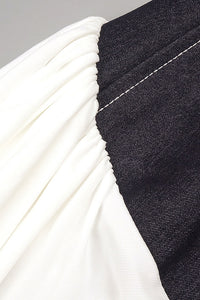 Halter Contrasted Bustier Drappy Gown