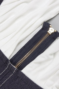 Halter Contrasted Bustier Drappy Gown