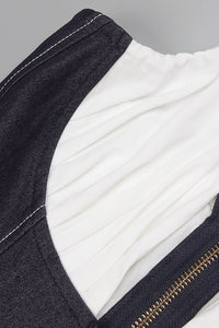 Halter Contrasted Bustier Drappy Gown