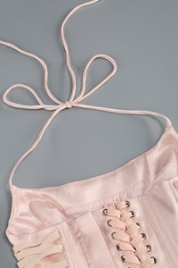 Halter Corset Hand Floral Embroidered Skirt Set