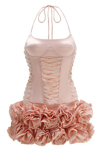 Halter Corset Hand Floral Embroidered Skirt Set