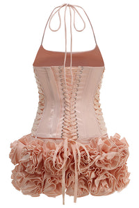 Halter Corset Hand Floral Embroidered Skirt Set