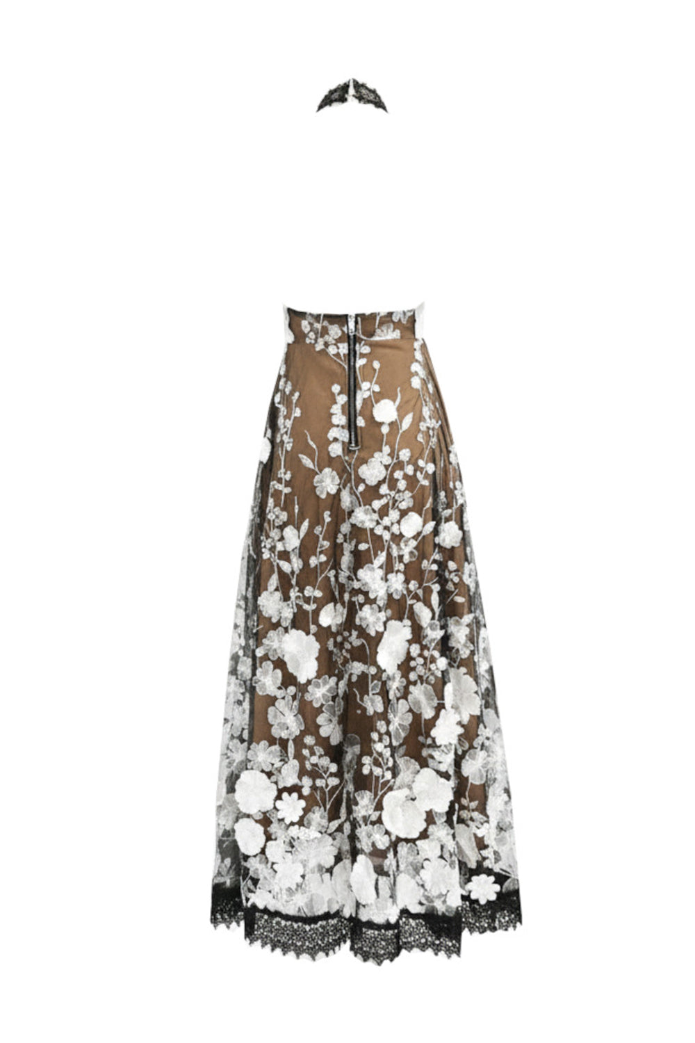 Halter Floral Black & White Midi Dress