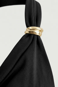 Halterneck Ruched Midi Dress in Black