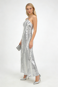 Halter Neck Sequin Maxi Dress
