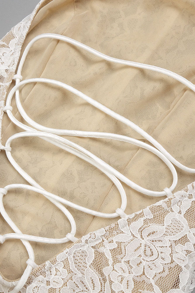 Halter Open Back Lace Wedding Gown