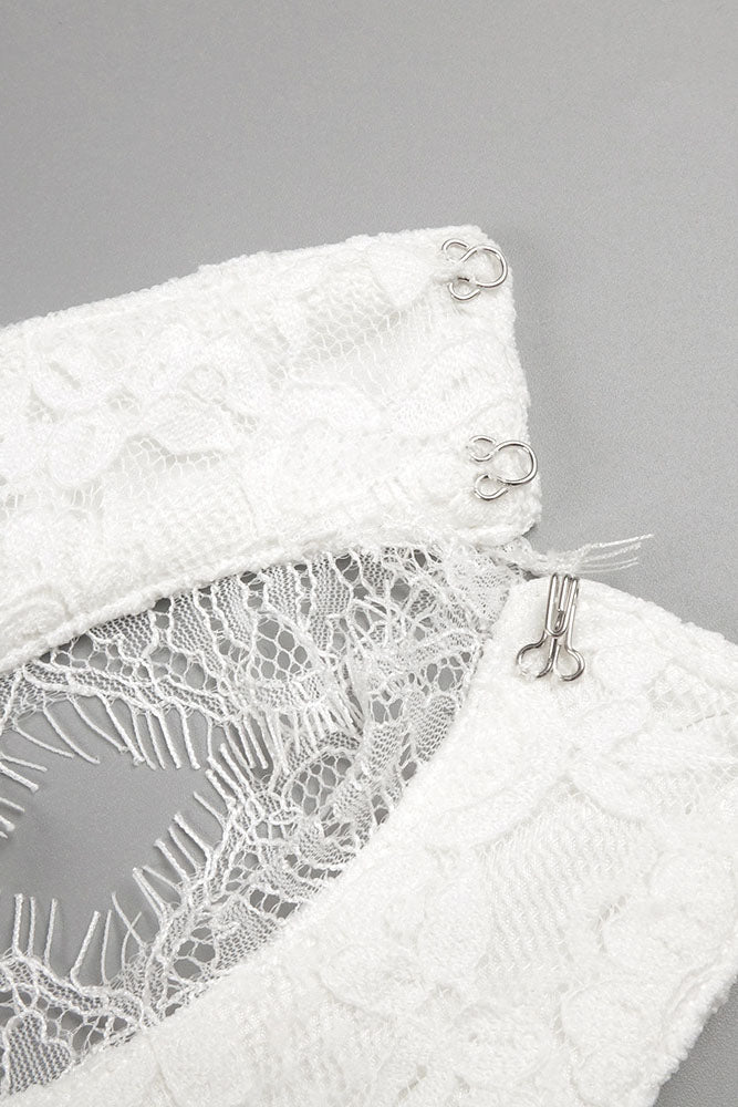 Halter Open Back Lace Wedding Gown