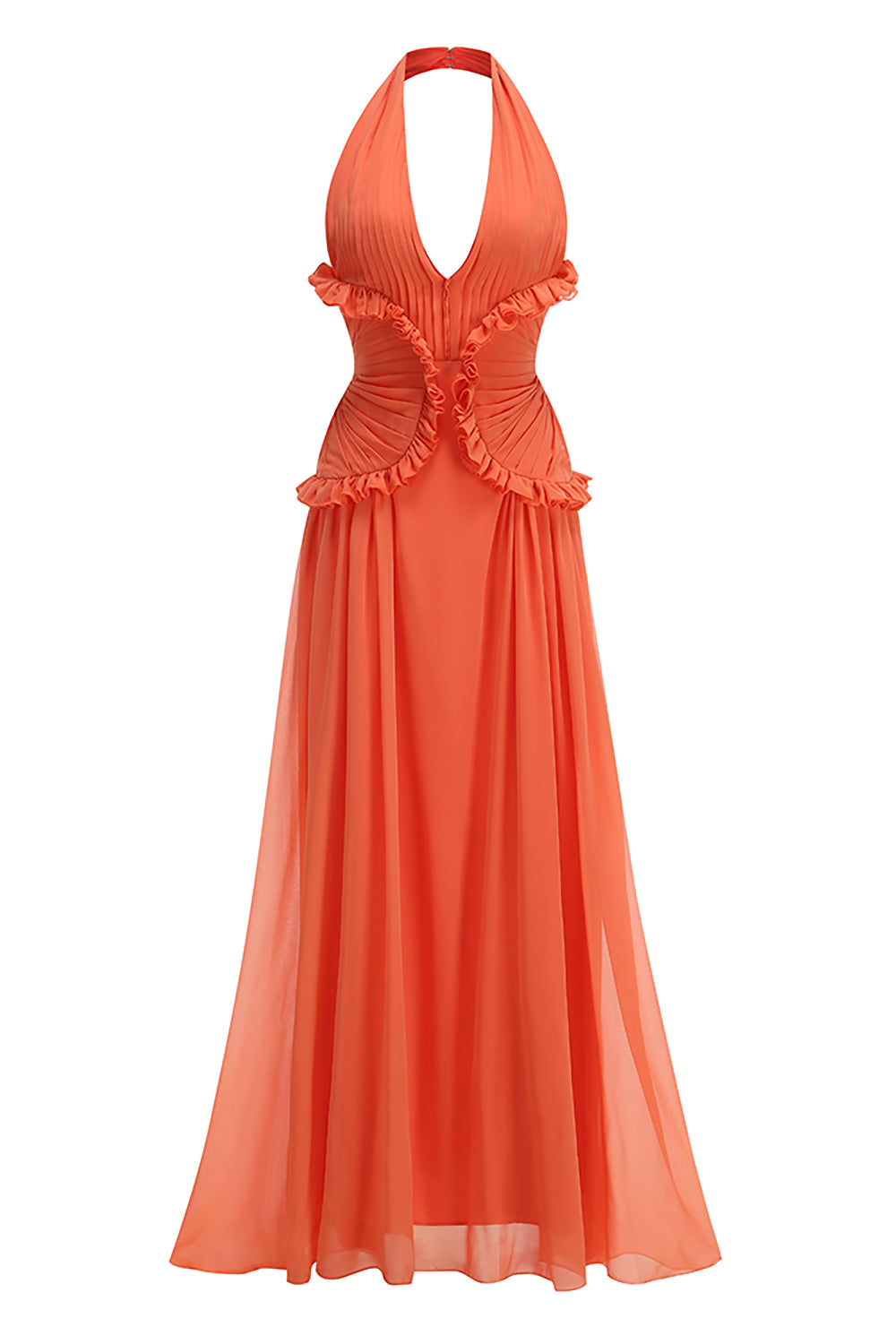 Halter Ruffle A-line Maxi Dress