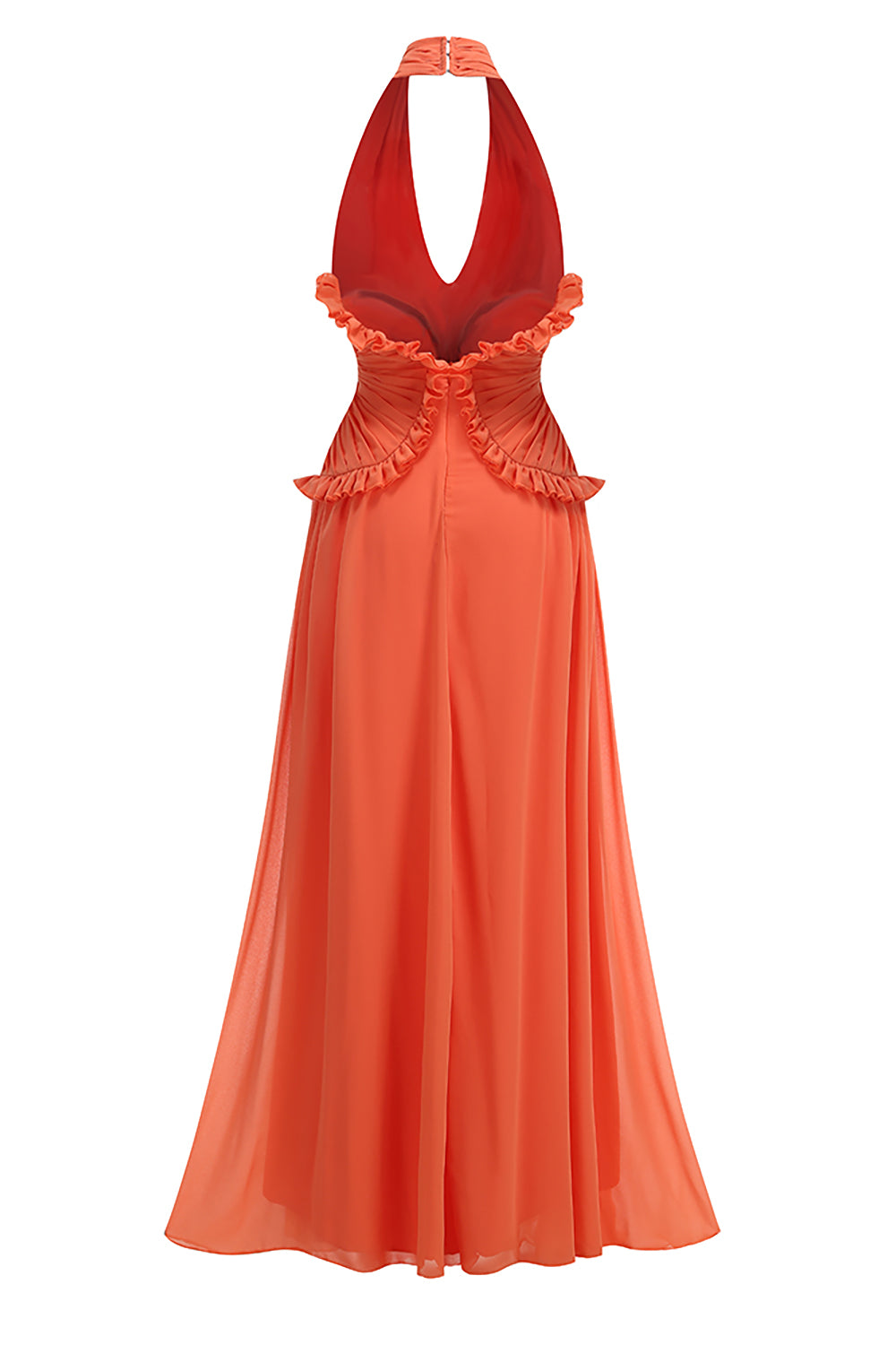 Halter Ruffle A-line Maxi Dress