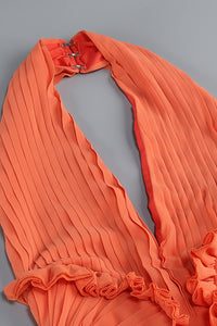 Halter Ruffle A-line Maxi Dress