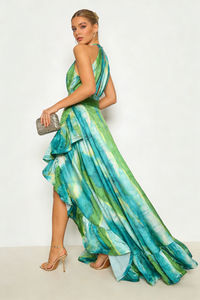 Halter Ruffle Pinted Maxi Dress