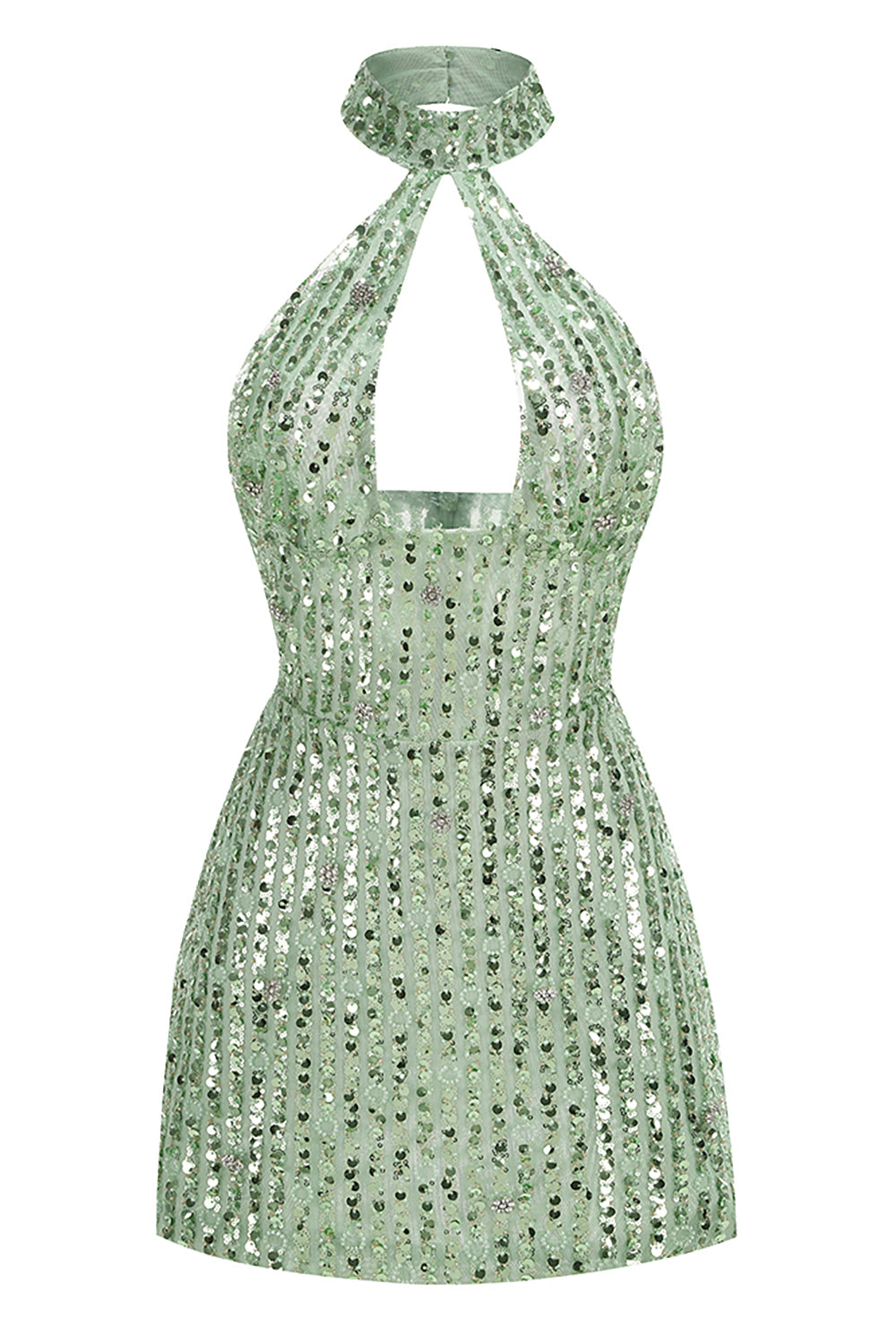 Halterneck Backless Sequins Embellished Mini Dress CHICIDA Halterneck Backless Sequins Embellished Mini Dress CHICIDA