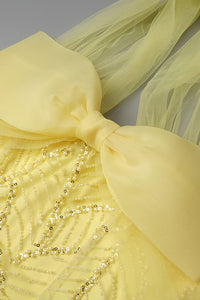 Halterneck Bowknot Beaded Gown