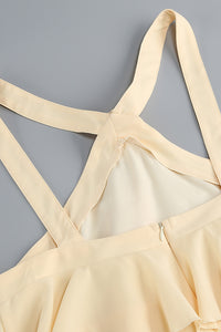 Halterneck Corsage Tiered Detail Maxi Dress